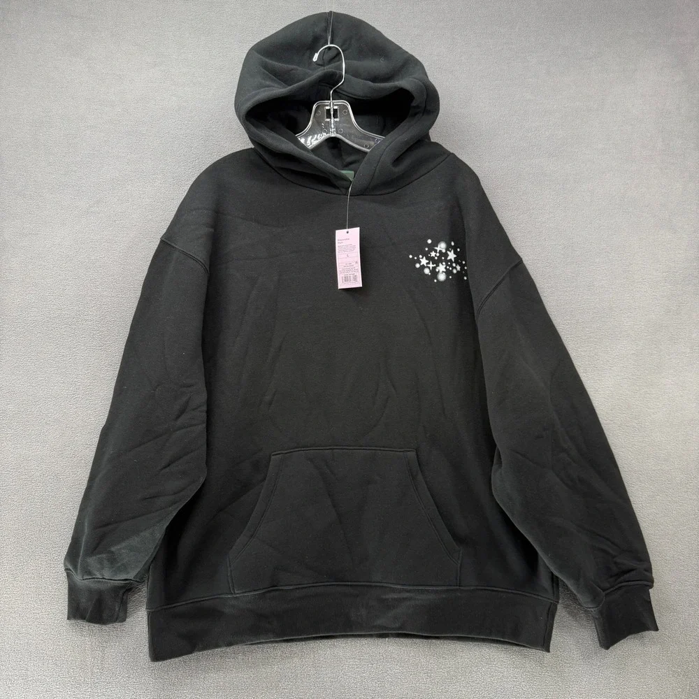 Wild Fable Black Disco Ball Graphic Oversized Hoodie Sweatshirt Womens Large NEW - Picture 2 of 9